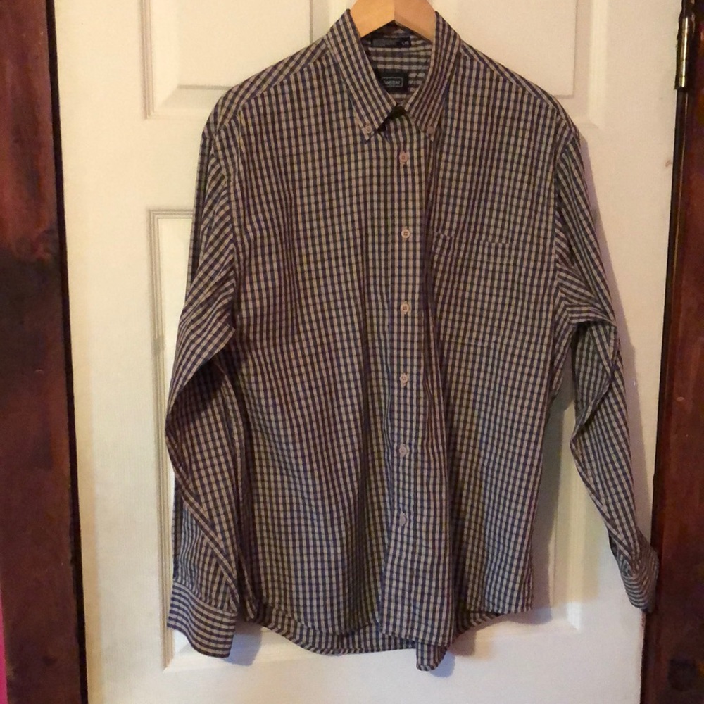 Haggar Multicolor Plaid Button Down Shirt Mens Large L